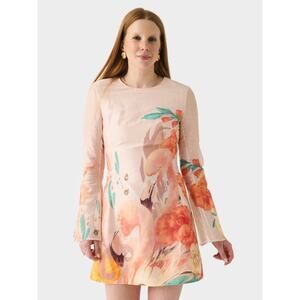 LEO LIN Suzanne Bell Sleeve Mini Dress Euphoria Print Size 10 NWT